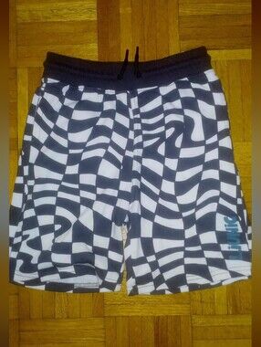 H&M Black and White Wavy Check Swim Shorts